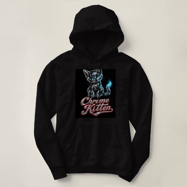 Camiseta Chrome Kitten Cool Casaco com Capuz (Frente do Design)