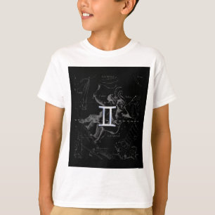 Camiseta Chrome prateado como Gemini Sinal Zodiac em Heveli