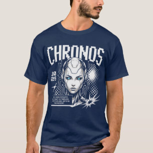Camiseta Chronos 3025: Design de Legado Ciberpunk Futurista