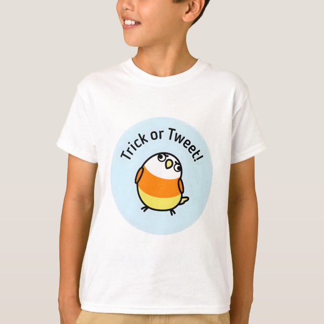 Camiseta Chubby Bird Halloween Candy Corn Lovebird (Frente)