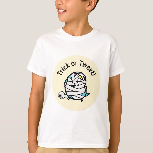 Camiseta Chubby Bird Halloween Mummy Lovebird (Frente)
