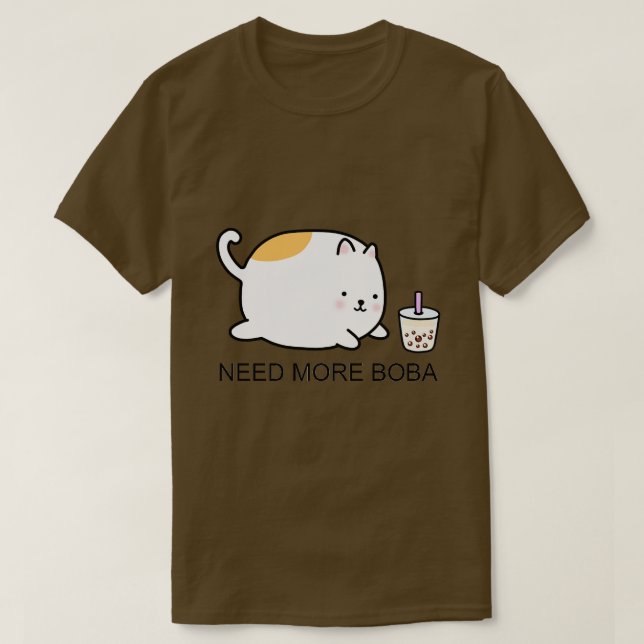 Camiseta Chubby Boba Cat Precisa de mais Boba (Frente do Design)