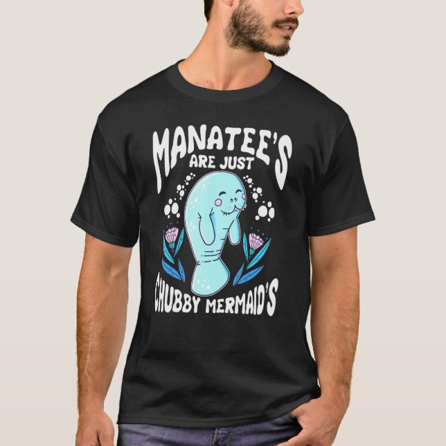 Camiseta Chubby Manatee Sereia Figurume Cute Animal Sea Oce (Frente)