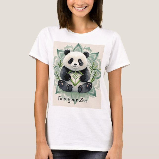 Camiseta Chubby panda sentado num lótus possifica Zen (Frente)