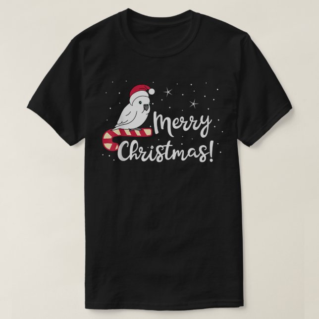 Camiseta Chubby Umbrella Cockatoo Merry Christmas Kawaii Wh (Frente do Design)