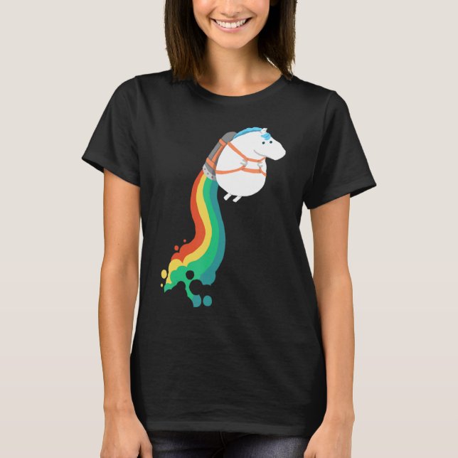 Camiseta Chubby Unicorn Rainbow Jetpack (Frente)