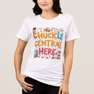 Camiseta Chuckle Central Aqui é uma roupa de moda.