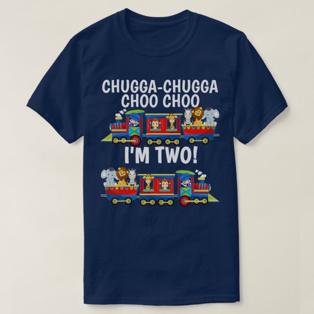Camiseta Chugga Chugga Choo Choo I'm 2 Trains Birthday for (Frente do Design)