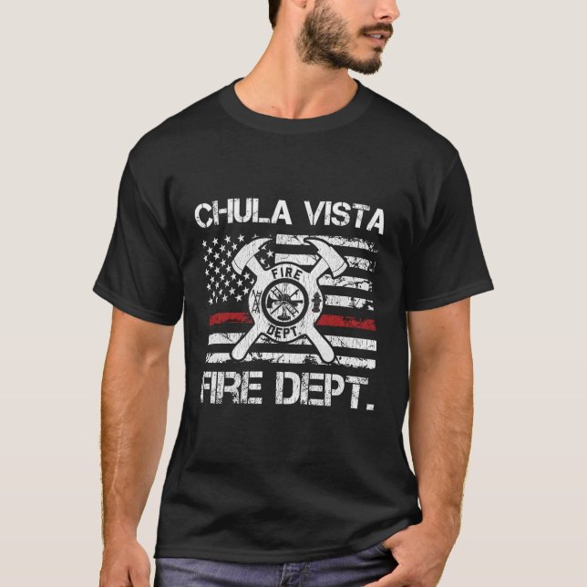 Camiseta Chula Vista California Fire Dept Thin Red Line Fir (Frente)