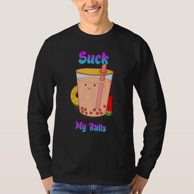 Camiseta Chupa a minha bolha de bolas Chá Sarcástico (Frente)