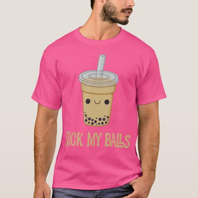 Camiseta Chupa As Bolas Engraçado Beba Boba Chá (Frente)