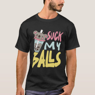 Camiseta Chupa as minhas bolas Boba Tea Bubble Kawaii Face