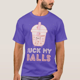 Camiseta Chupa minhas bolas Boba Tea Bubble Kawaii Face