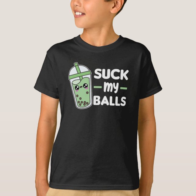 Camiseta Chupa minhas bolas - Chá Kawaii Boba Tea Love (Frente)