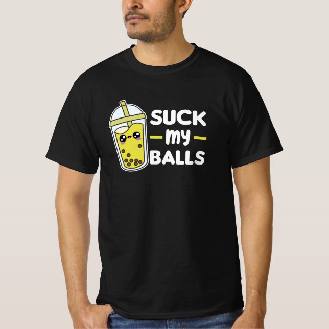 Camiseta Chupa minhas bolas - Chá Kawaii Boba Tea Love (Frente)