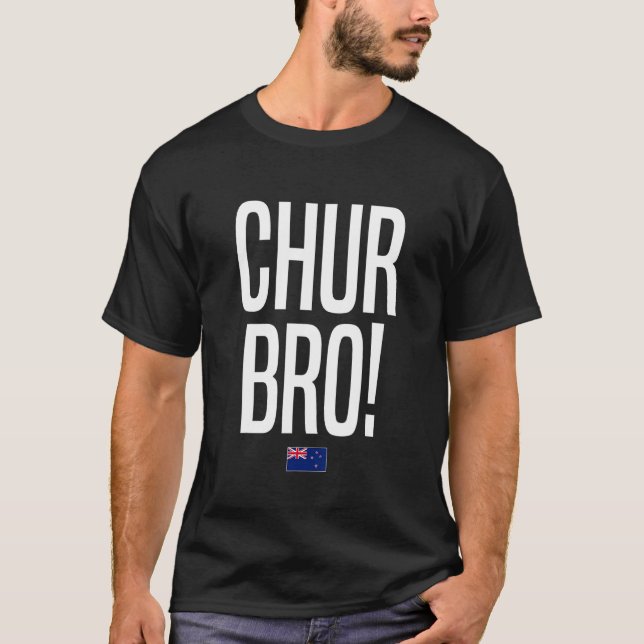 Camiseta Chur Bro New Zelândia Slang (Frente)