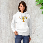 Camiseta Church Menorah<br><div class="desc">Uma igreja menorah em ouro com muitas velas. Esta design parece realmente eficaz nesta Womens Hoodie</div>