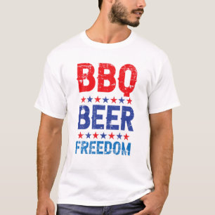 Camiseta CHURRASCO Beer Freedom Engraçado 4 De Julho Drink 