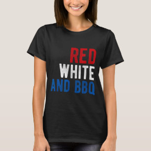 Camiseta churrasco de 4 de julho vermelho branco e churrasc
