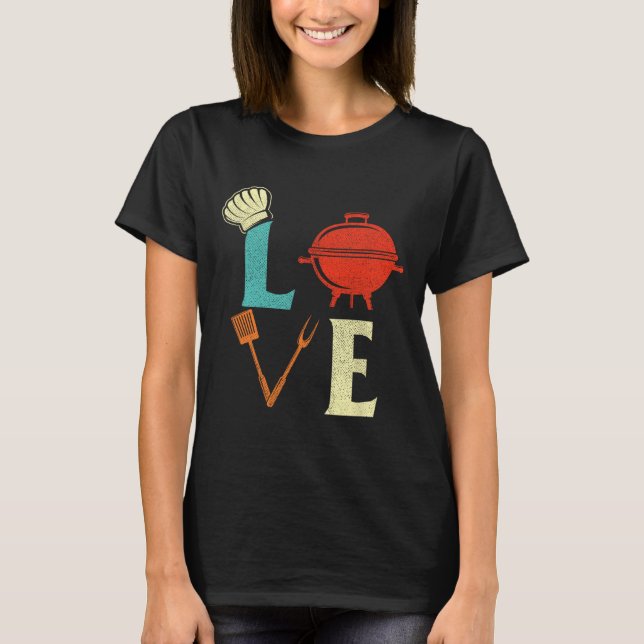 Camiseta Churrasco de amor sobre Pitmaster Griling Barbecue (Frente)