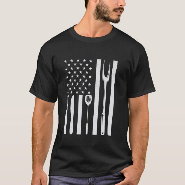 Camiseta Churrasco de Cookout do American Flag Griling (Frente)