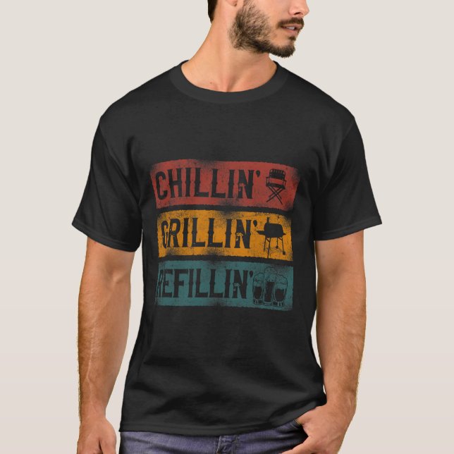 Camiseta Churrasco Fumante Chillin' Grillin' Refillin' (Frente)