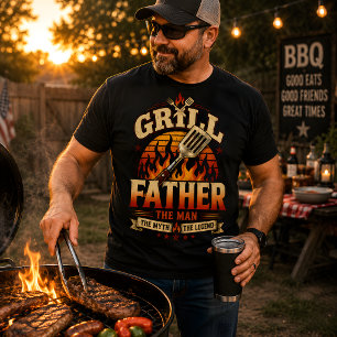 Camiseta Churrasco Pai BBQ Retro Pôr do Sol Desgastado