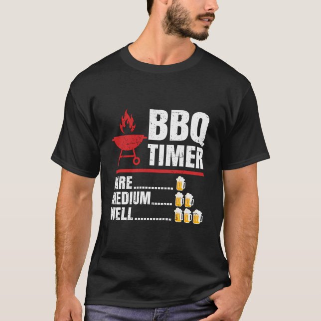 Camiseta Churrasco Timer Barbecue Funny Grill Griling Gift  (Frente)