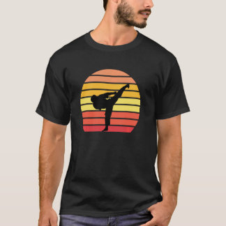 Camiseta chute de caratê pôr do sol tiro completo shotokan