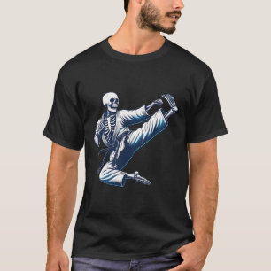 Camiseta Chute de Karatê Esqueleto Artes Marciais Kickboxin