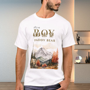Camiseta Chuva Branca Floresta Aquarela Chá de Bebê Papai