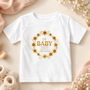 Camiseta Chuva de Bebê em Aquarela Dourada Oh Baby