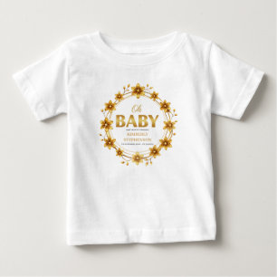 Camiseta Chuva de Bebê em Aquarela Dourada Oh Baby