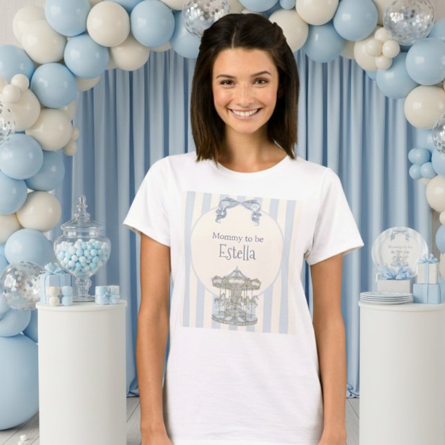 Camiseta Chuva de Bebê Menino Arco de Cavalinho de Pau Roda (Criador carregado)