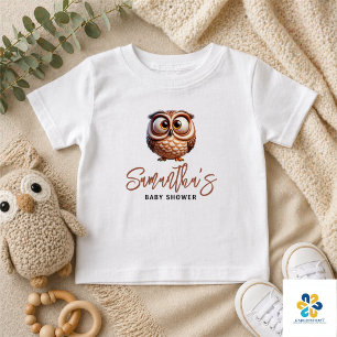 Camiseta Chuva de Bebê Menino Coruja Caricatura Fofa
