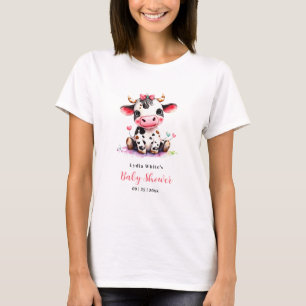 Camiseta Chuva de Bebê Vaca Minimalista Rosa Menina baby sh