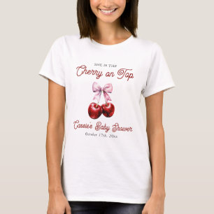 Camiseta Chuva de Cerejas Modernas com Laço Rosa para Chá d