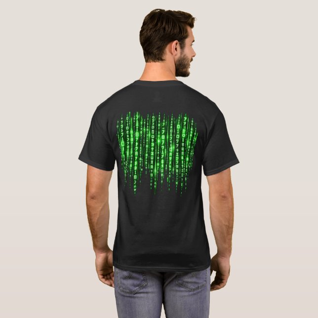 Camiseta Chuva de Código Digital Verde – Estilo Matrix Cybe (Parte Traseira Completa)