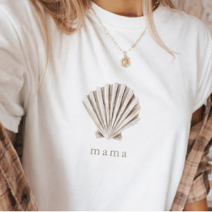 Camiseta Chuva de Conchas na Praia da Mamãe Boho Baby Showe