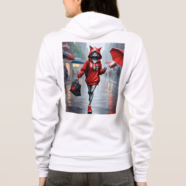 Camiseta Chuva de Gatinho Whimsical Corre Bella+Canvas Cabu (Verso)