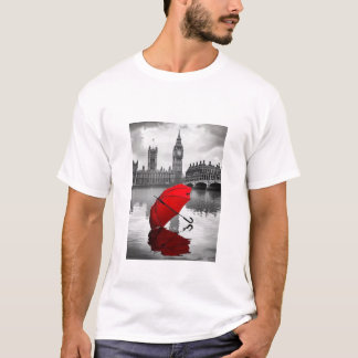 Camiseta Chuva de Londres: Guarda-chuvas Vermelho pelos Tâm