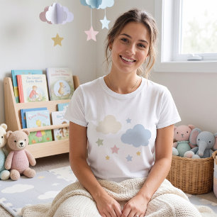 Camiseta Chuva de Pastel e Estrelas Baby Shower