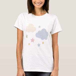 Camiseta Chuva de Pastel e Estrelas Baby Shower