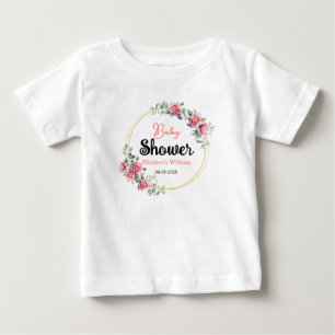 Camiseta Chuva de Rosas em Aquarela & Chás de Bebê com Euca