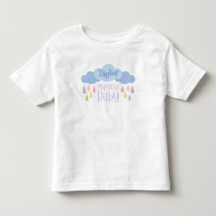 Camiseta Chuva e Nome Personalizado da Nuvem do Pastel Magn