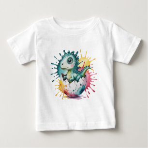 Camiseta Chuveiro de Bebê de Dinossauro Fofo com Salpicos d