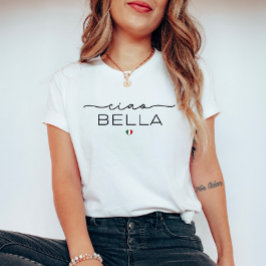 Camiseta Ciao Bella - Font Manuscrito e Coração Italiano