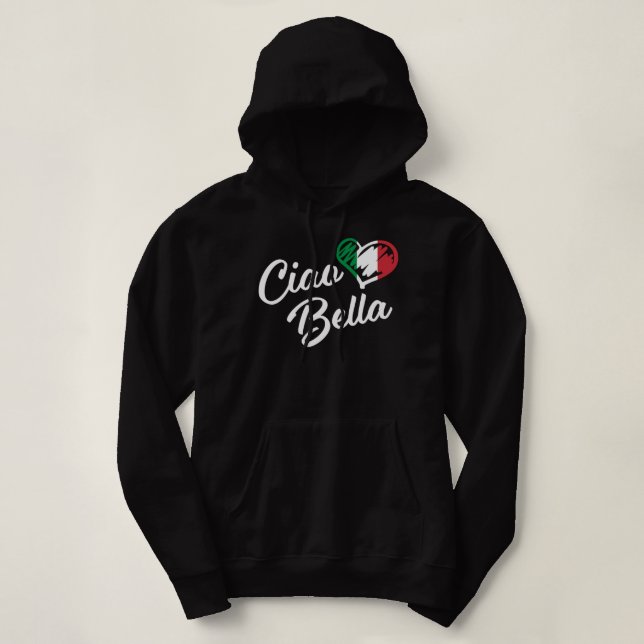 Camiseta Ciao Bella - Italiano Alô Bonito Presente Longo Sl (Frente do Design)