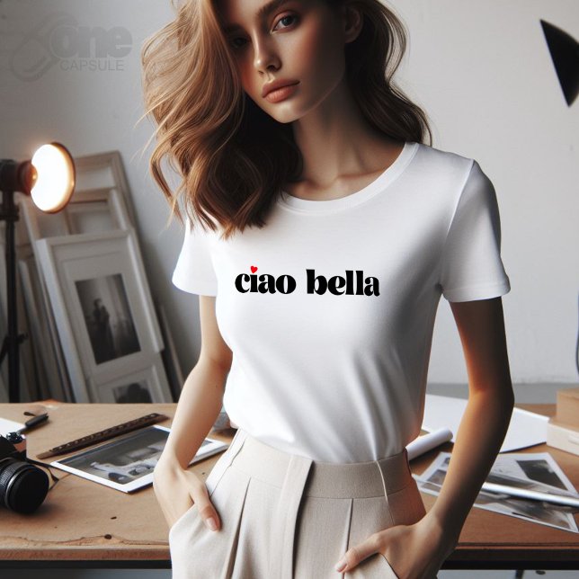 Camiseta Ciao Bella Linda Escritura italiana moderna  (Criador carregado)