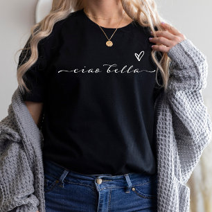 Camiseta Ciao Bella Roteiro Moderno Italiano com Coração